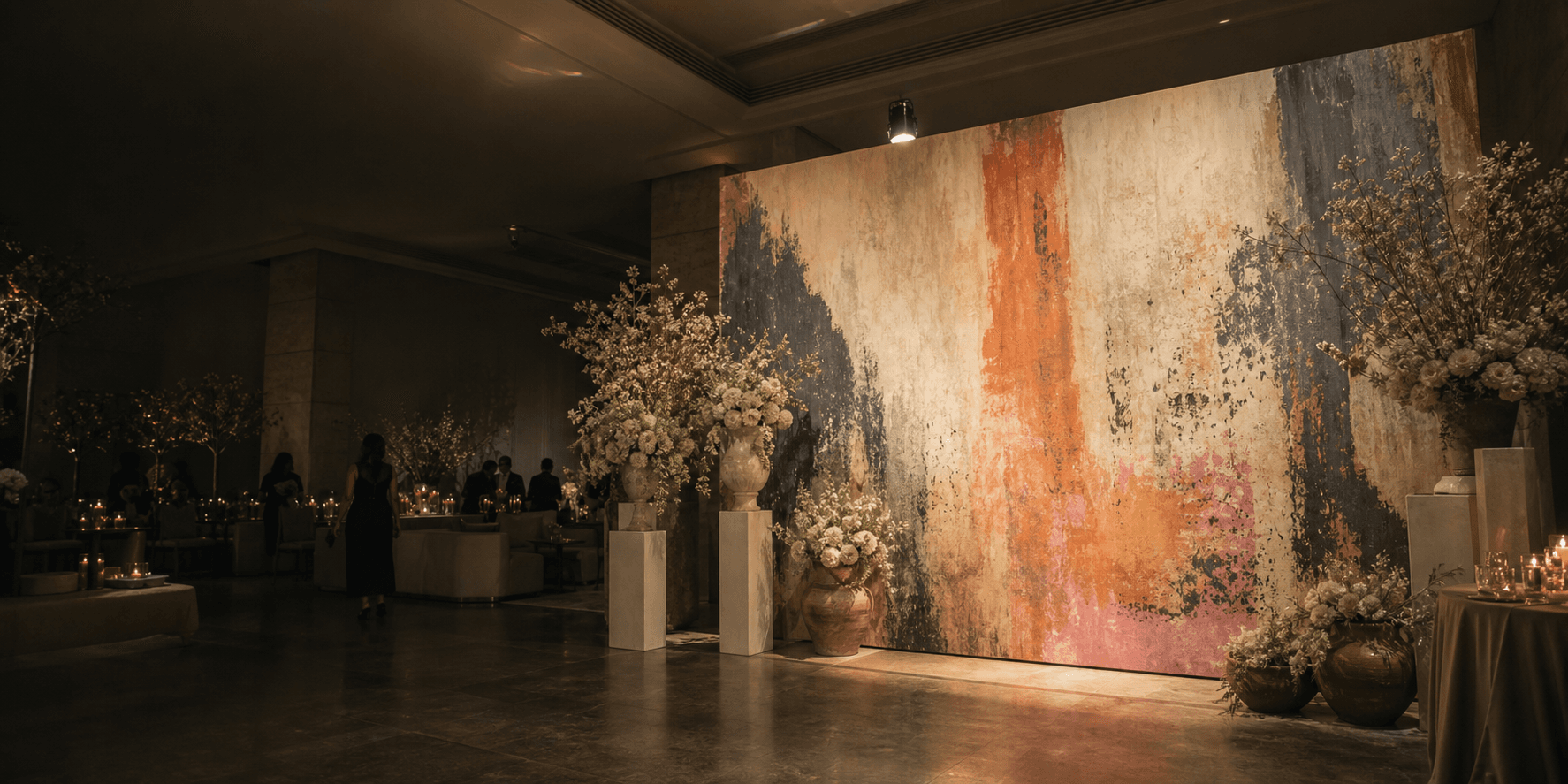 Elegant celebration in Accra with an original hand-painted canvas backdrop